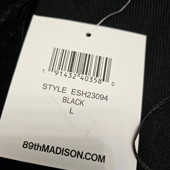 89th Madison Women's Black Velour Trim Open Cardigan Size: L - Picture 9 of 10